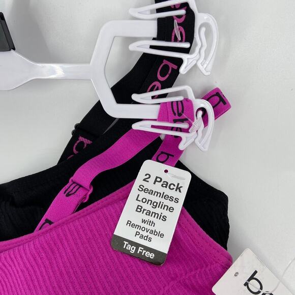 Bebe Seamless Comfort Bras 2 Pack Size 1X Black Pink Longline - Picture 2 of 9